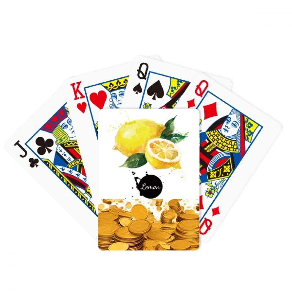 no/no Lemon Fruit Tasty Healthy Watercolor Gold Playing Card Classic Game - 52 playing cards