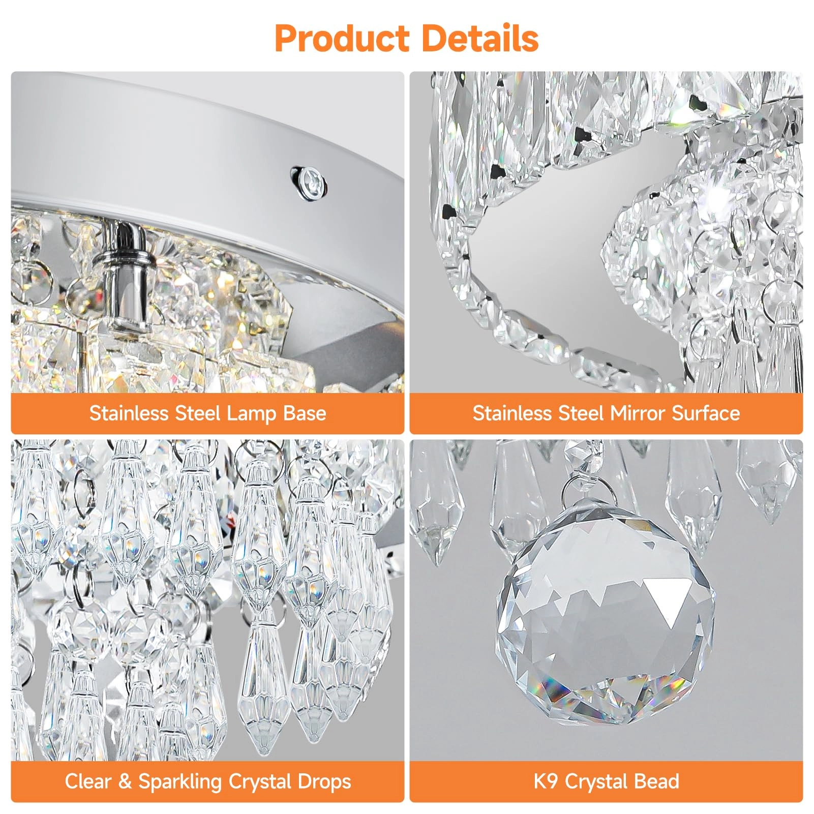 Crystal Ceiling Light - 3000k-6000k Dimmable