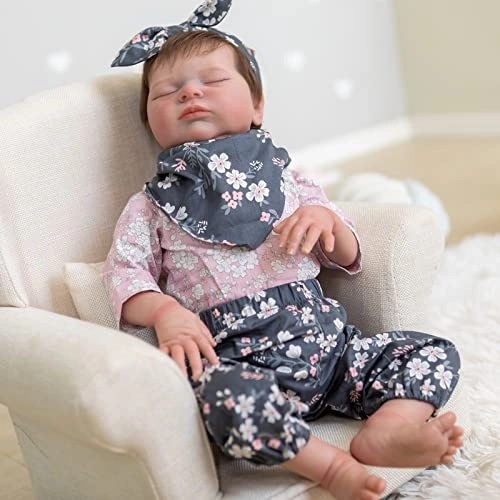Reborn Baby Doll - 55 cm Silicone Vinyl Sleeping Hand-rooted Hair