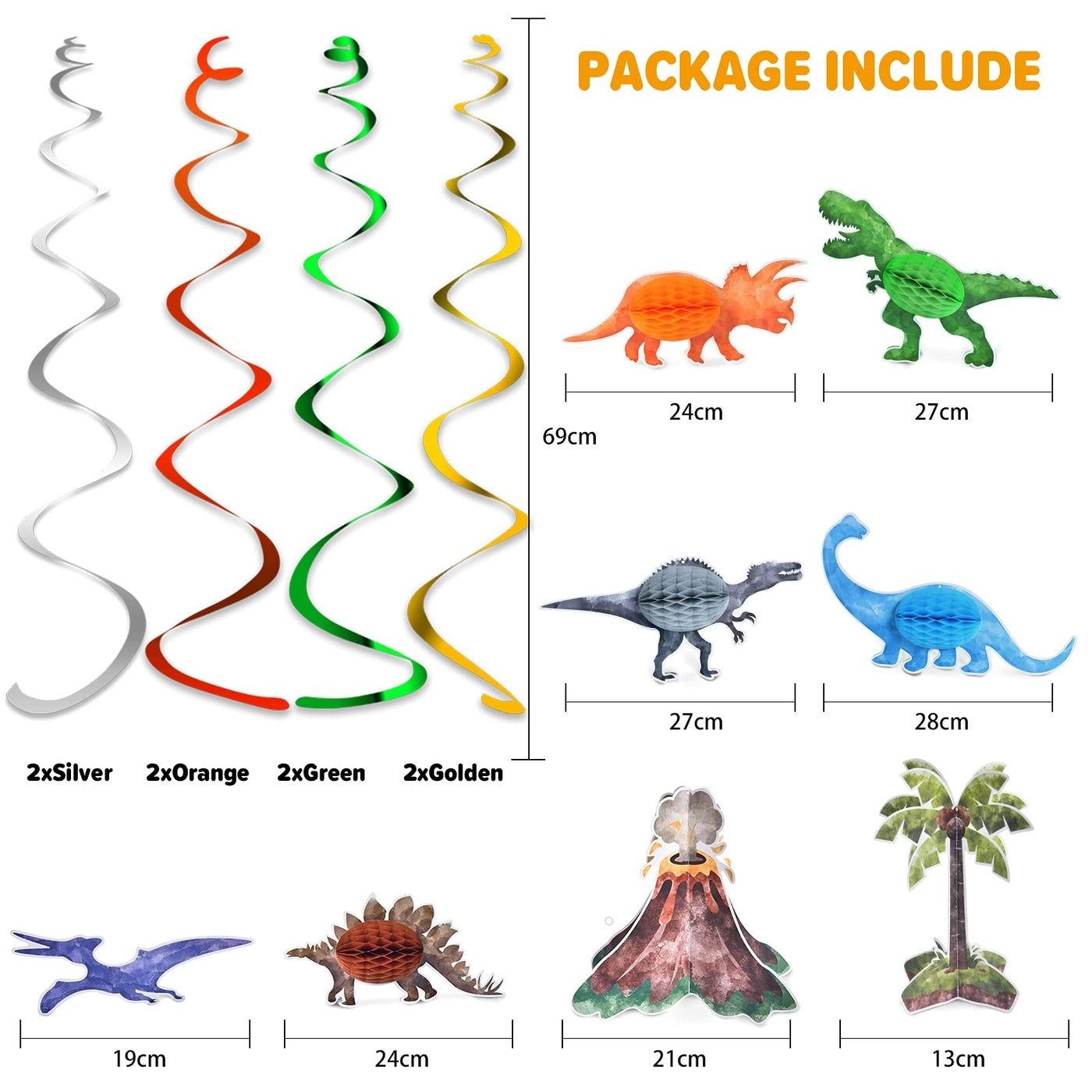 Watercolor Dinosaur Party Honeycomb Centerpieces - 8 PCS Birthday