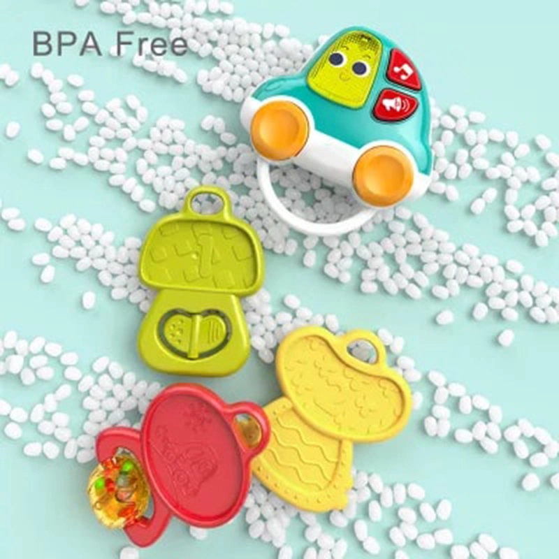 Baby Rattle Teething Car Toy - High-quality plastic with food-grade silicone.