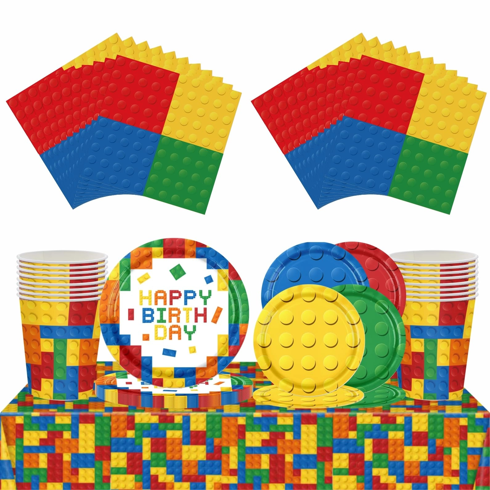 ZSYIULIA Building Blocks Party Tableware - 69Pcs Birthday