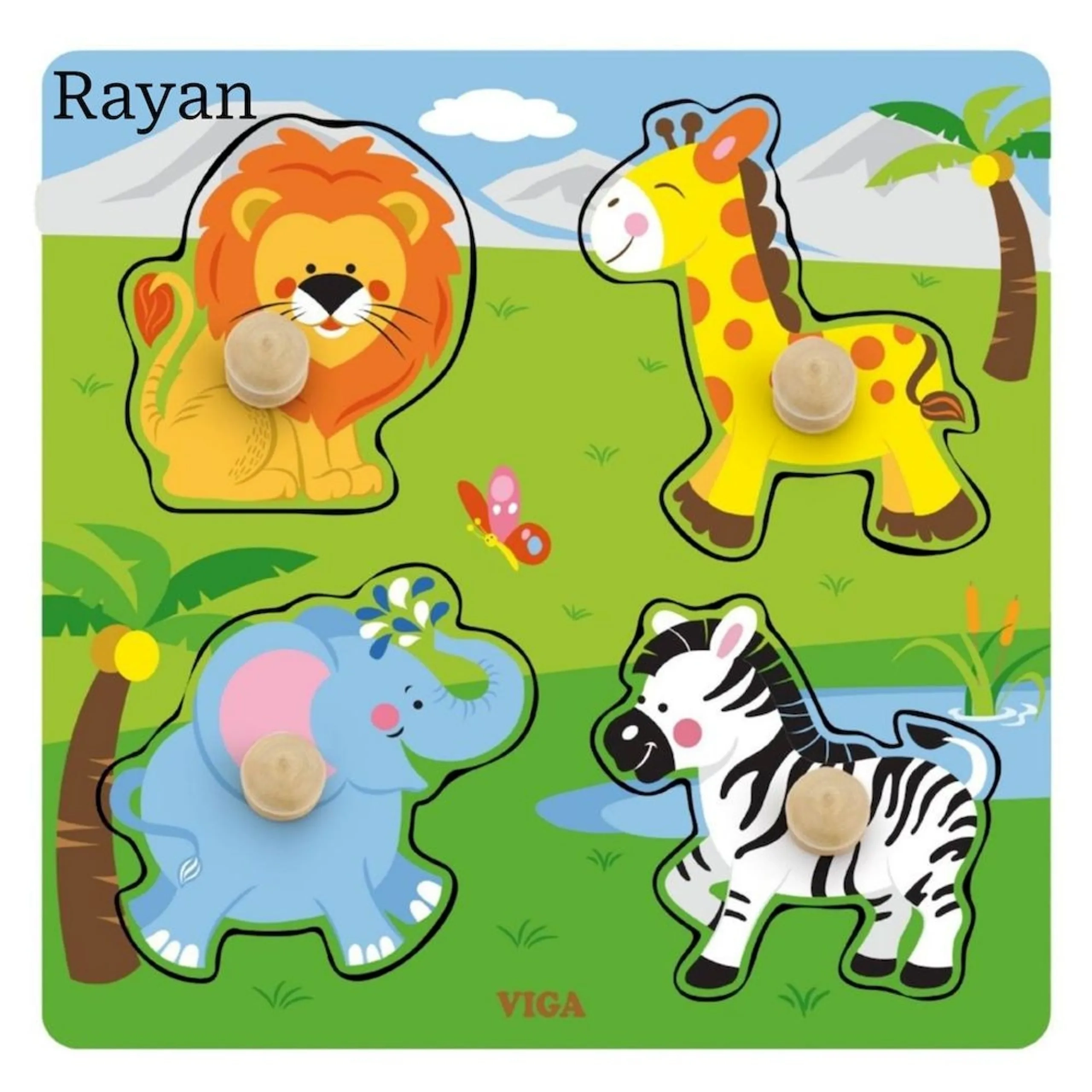 VIGA Wild Animals Knob Puzzle - 12 months+ 4 pieces