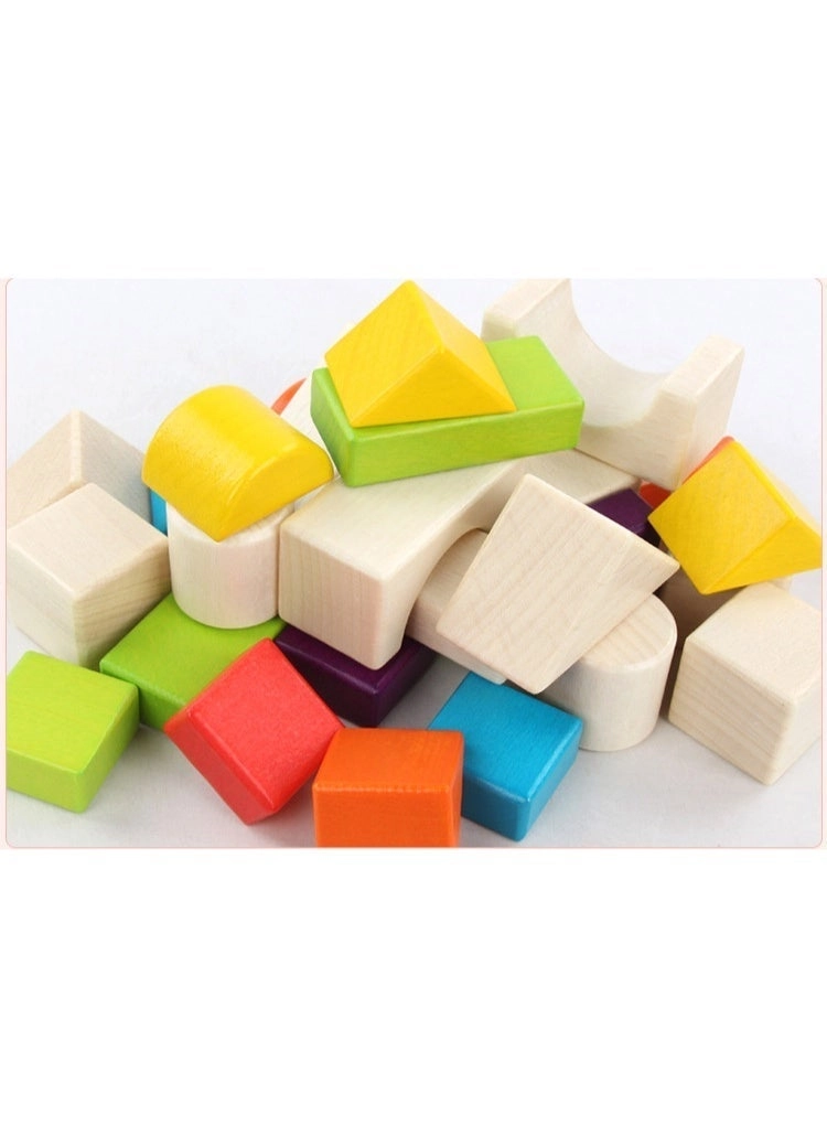 Wooden Building Blocks Set - 30 pcs