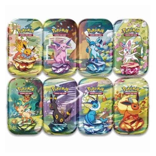 Scarlet & Violet Prismatic Evolutions Mini Tin - All 8 Tins 2 Packs Per Tin Bundle