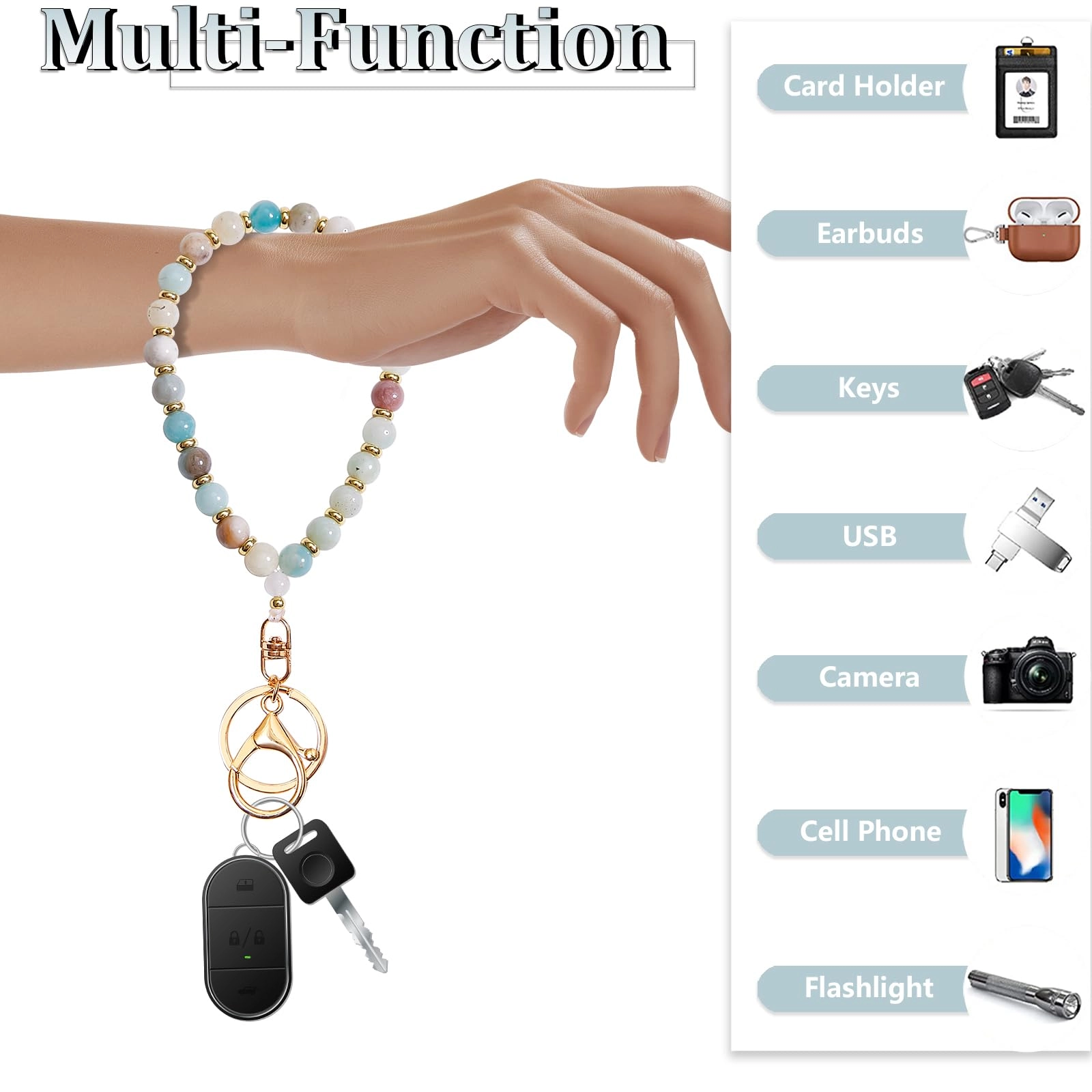 Beaded Keychain Wristlet - crystal keychain