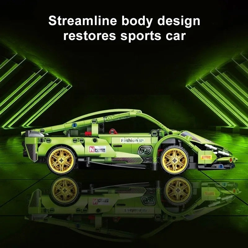 motorized sport car building block set - Plastic