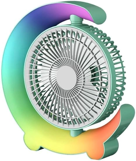 Portable Table Fan - 3-in-1 10W USB Rechargeable LED Ring Light