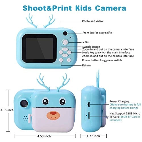 Children Instant Print Camera - 12MP 1080P 32GB