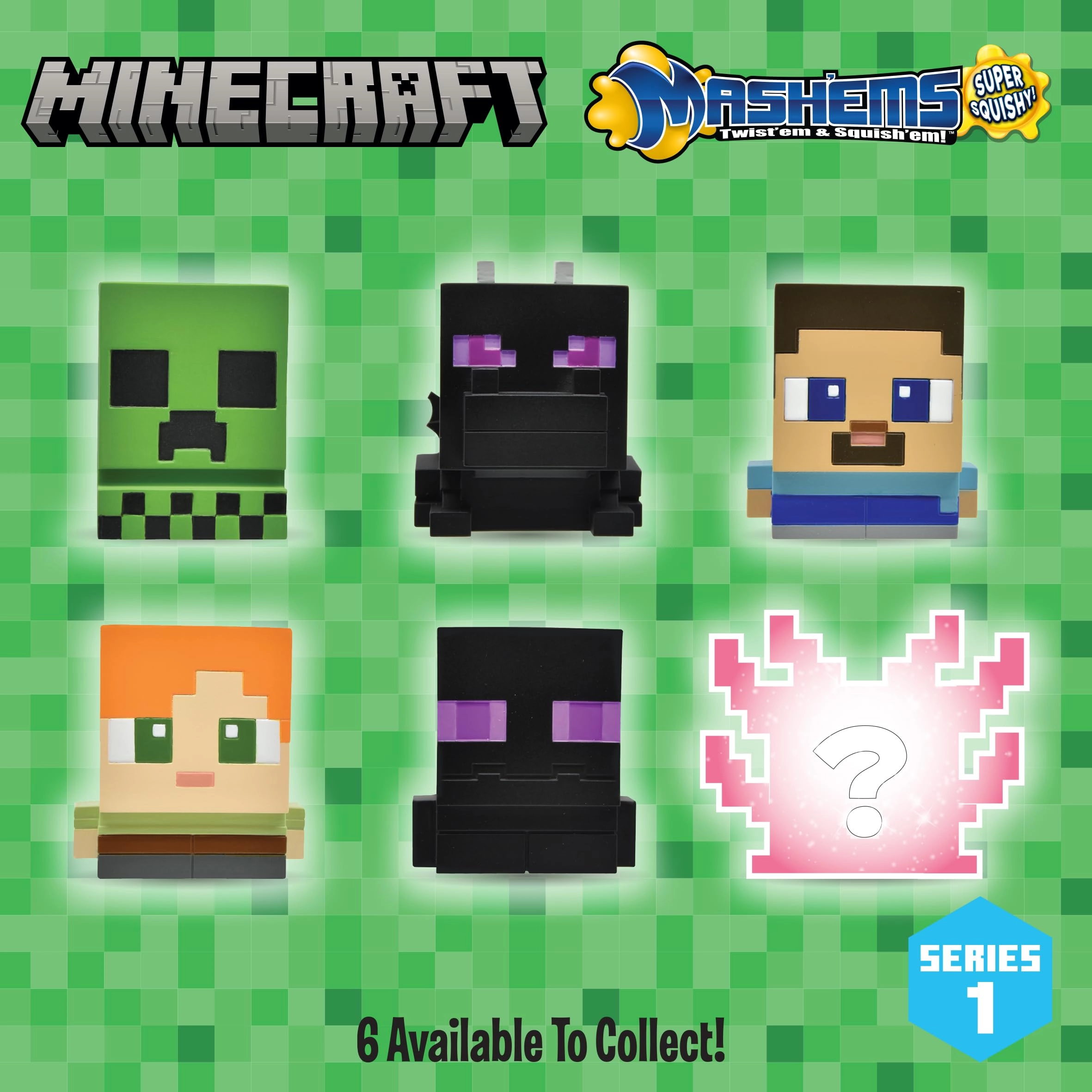 Minecraft Collectable Squishy Characters - Steve, Creeper, Enderman 4.0 count