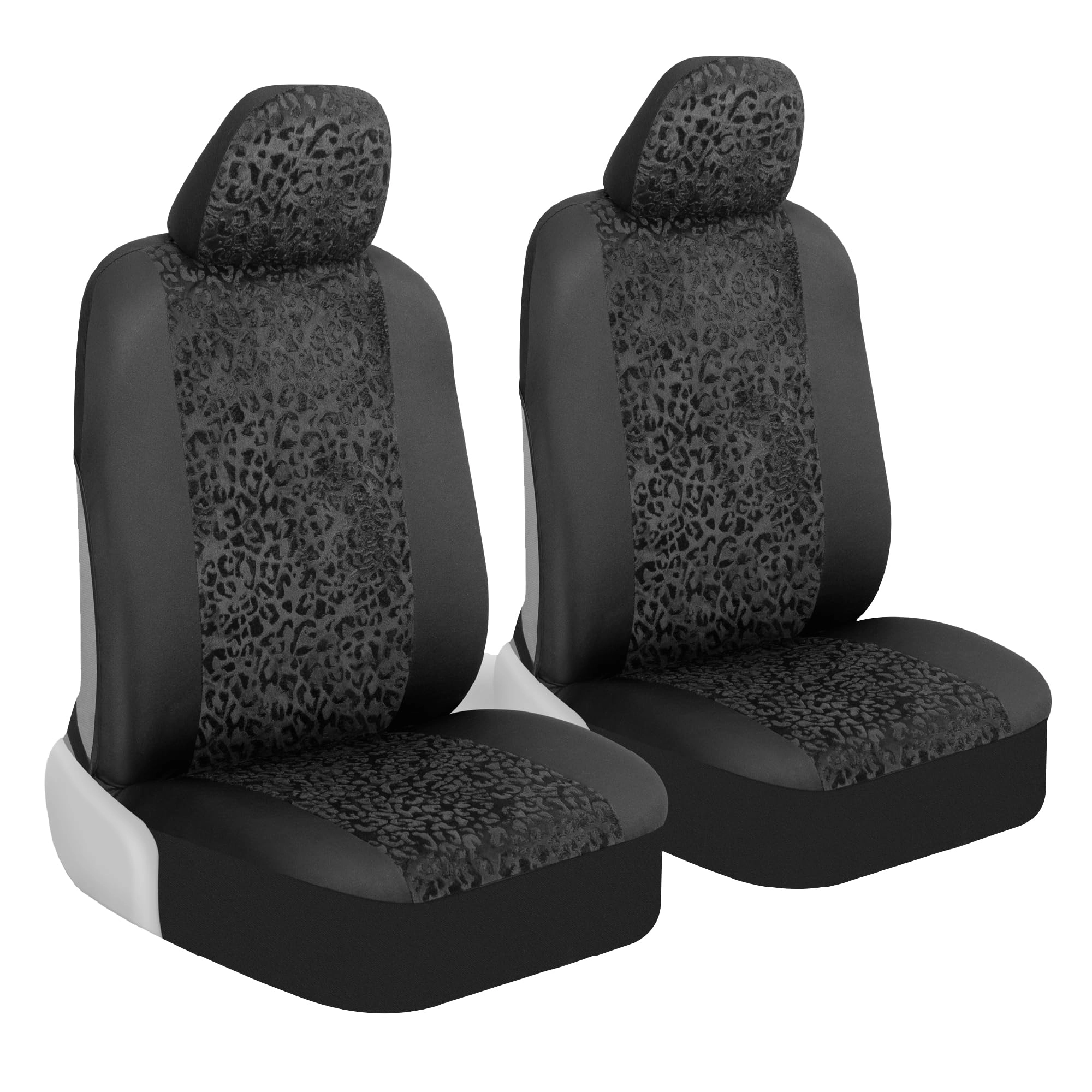 BDK Black Leopard Front Seat Covers - Universal Fit Pack of 2