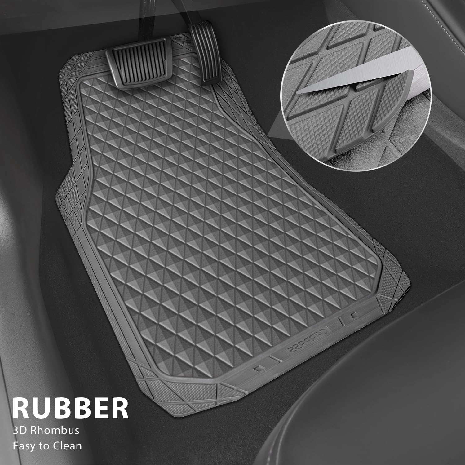 Floor Mats - Gray Rubber 4 Pcs