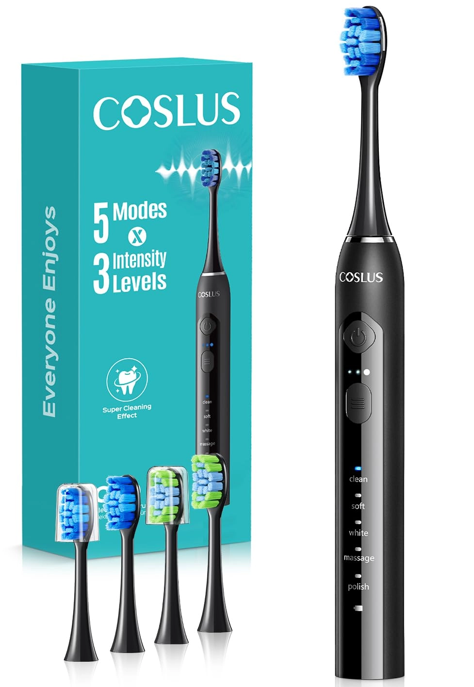 Sonic Electric Toothbrush - 5 Modes 3 Intensities Black