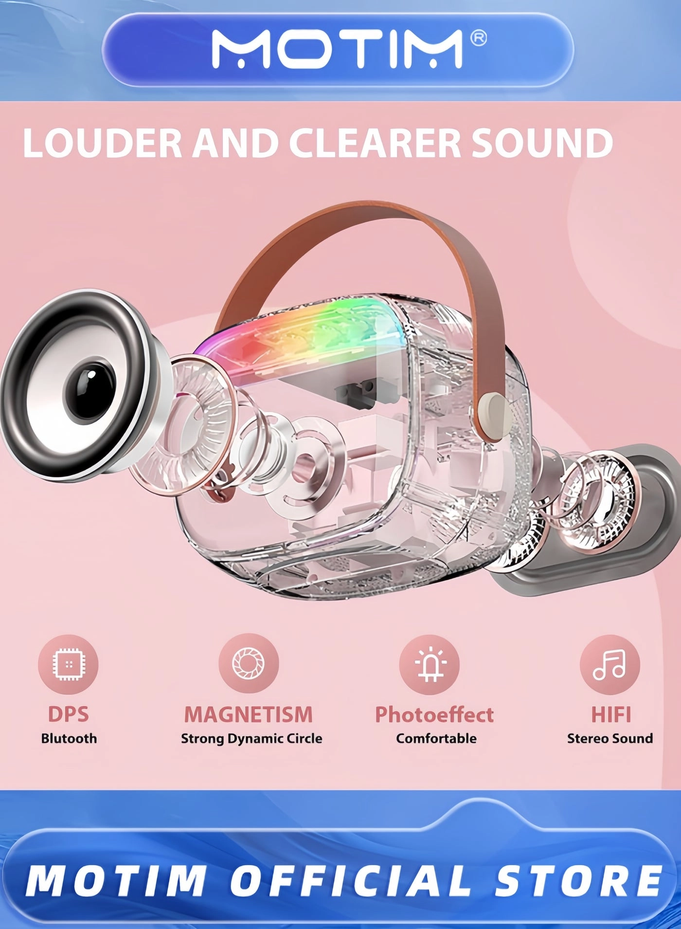 Mini Karaoke Machine - Portable Bluetooth Dual Wireless Microphones Pink