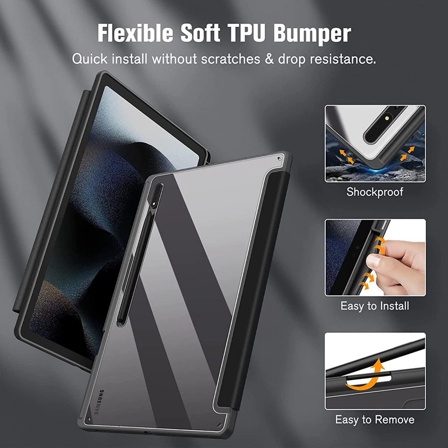 Magnetic Case with Screen Protector for Samsung Galaxy Tab S8 Ultra 14.6-inch