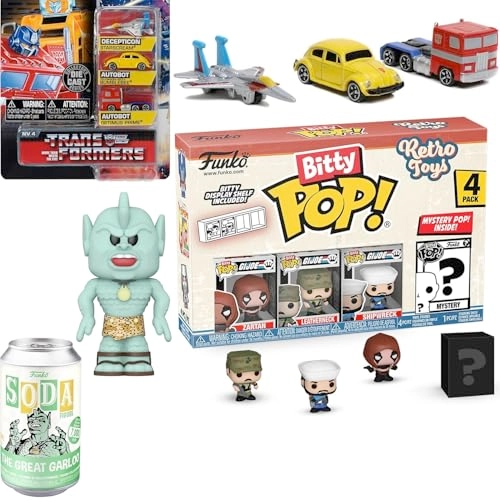 Mini Retro Toy Figure - Blind Box + UNO 75th Anniversary Card Game - 75th Anniversary + JLightning Die-Cast Trivia Car - Blue (JL-FMM-MG-3PK)