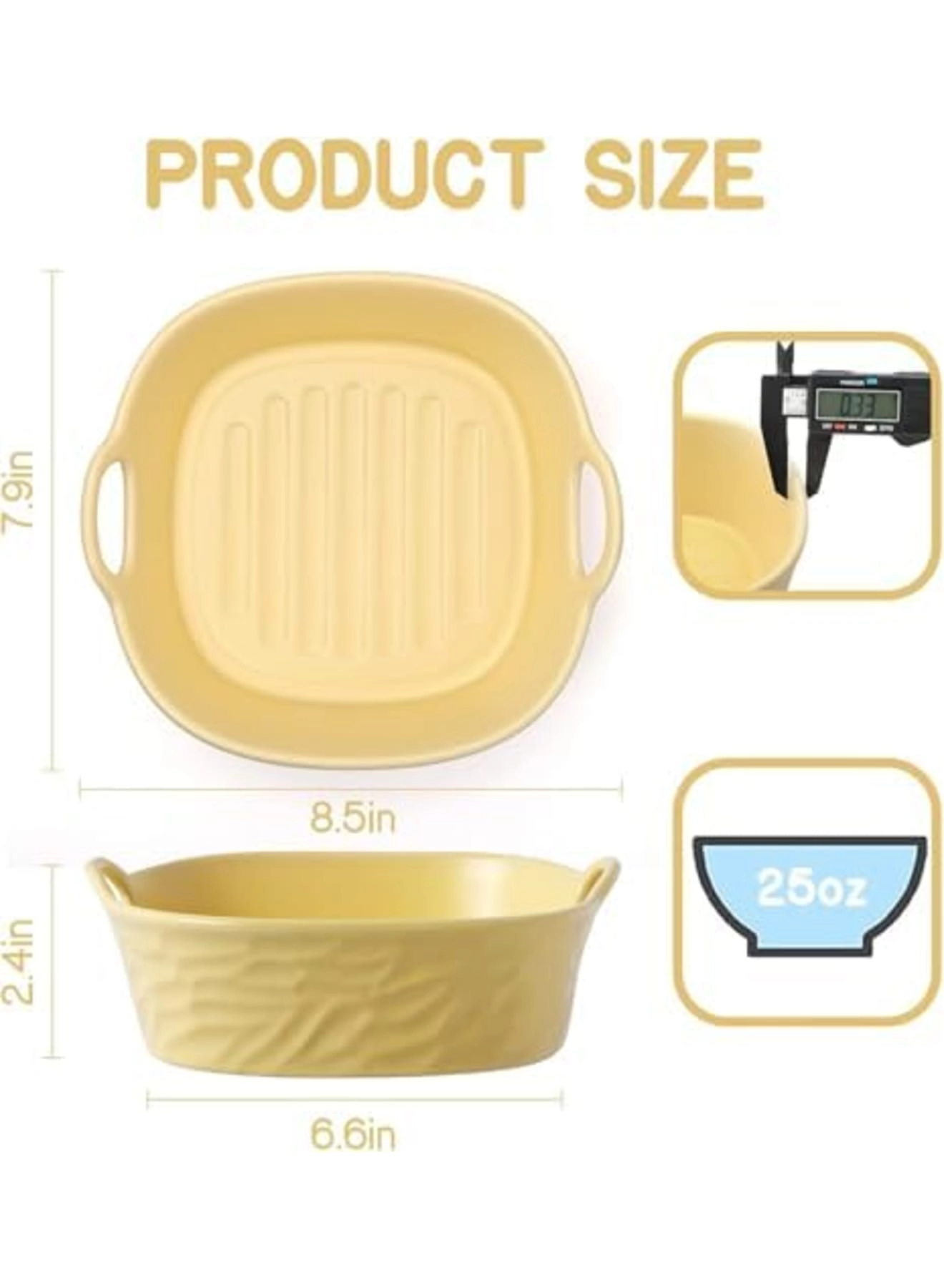 Reusable Air Fryer Liners - 8.5 Inch 2-Pack Ceramic