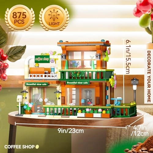 Street View Coffee Shop City Building Set (FJ9567) - Modular LED Lighting