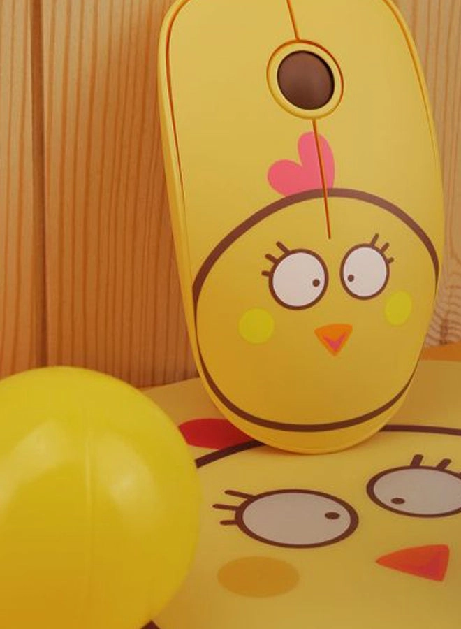 Cartoon Style Ergonomic Mouse with Mouse Mat - Wireless