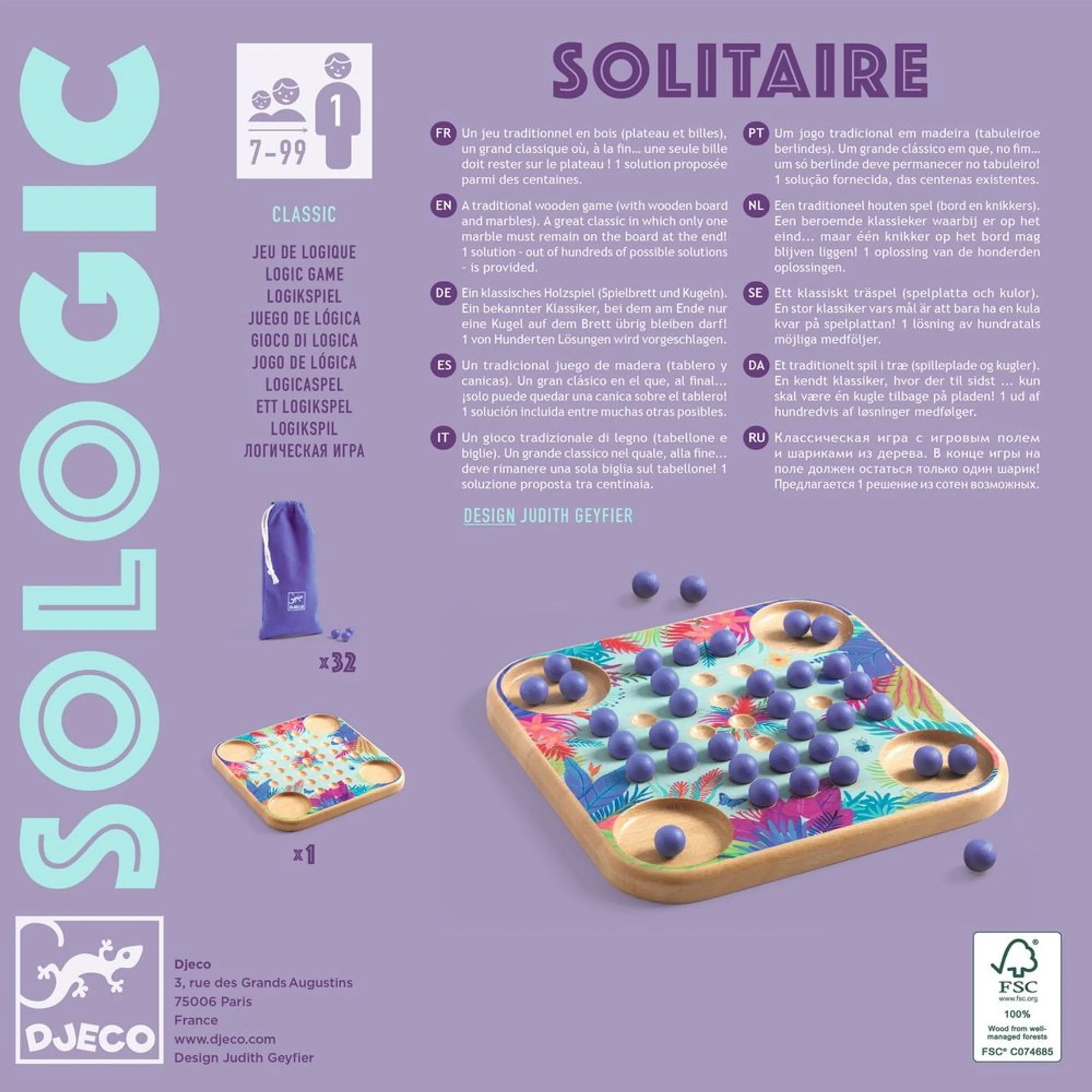 Sologic Solitaire - Wooden Multicolor