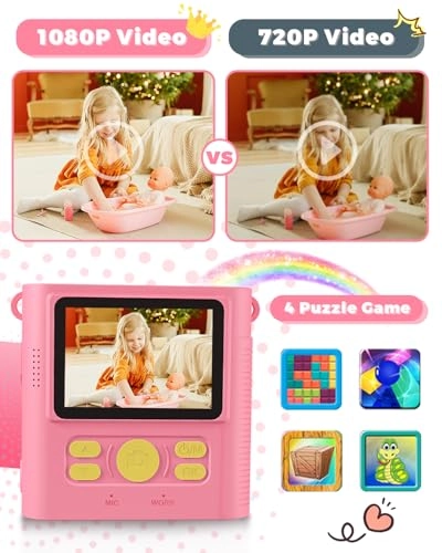 Kids Camera - Instant 32GB Pink