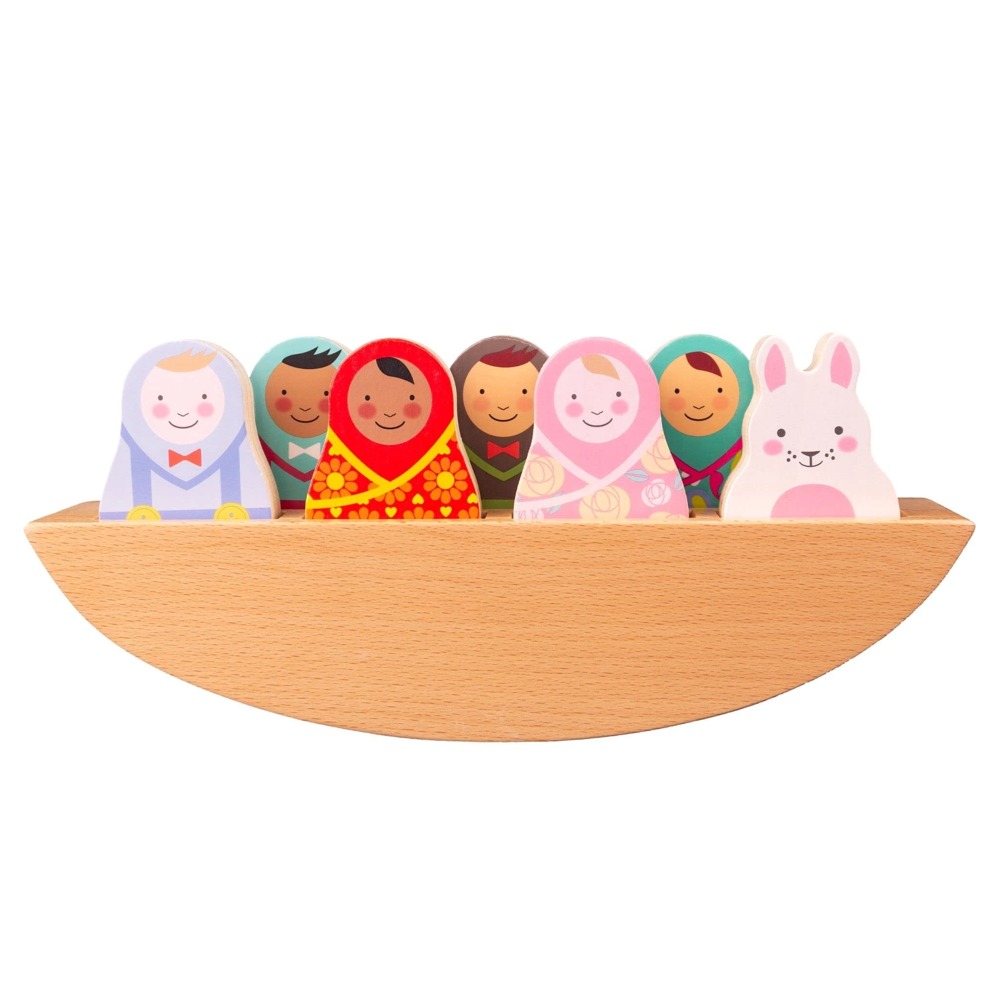 Rosa & Bo Rock A Boat Woodland Friends Wooden Toy Dolls - 12 months+