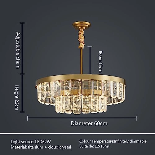 Crystal Chandelier - Golden tricolor light 100*38*30cm