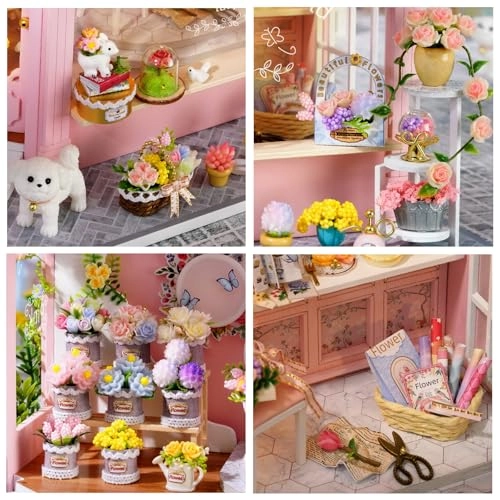 Colorful Flower Shop - Miniature House Kit Pink Wood