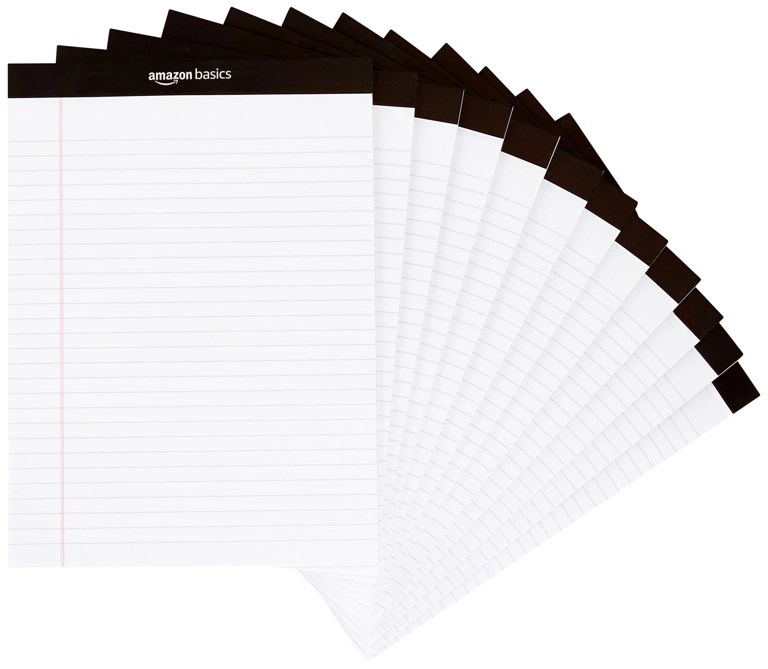 Amazon Wide Ruled Lined Writing Note Pads 8.5 inches x 11.75 inches - Lined 50 Sheets
