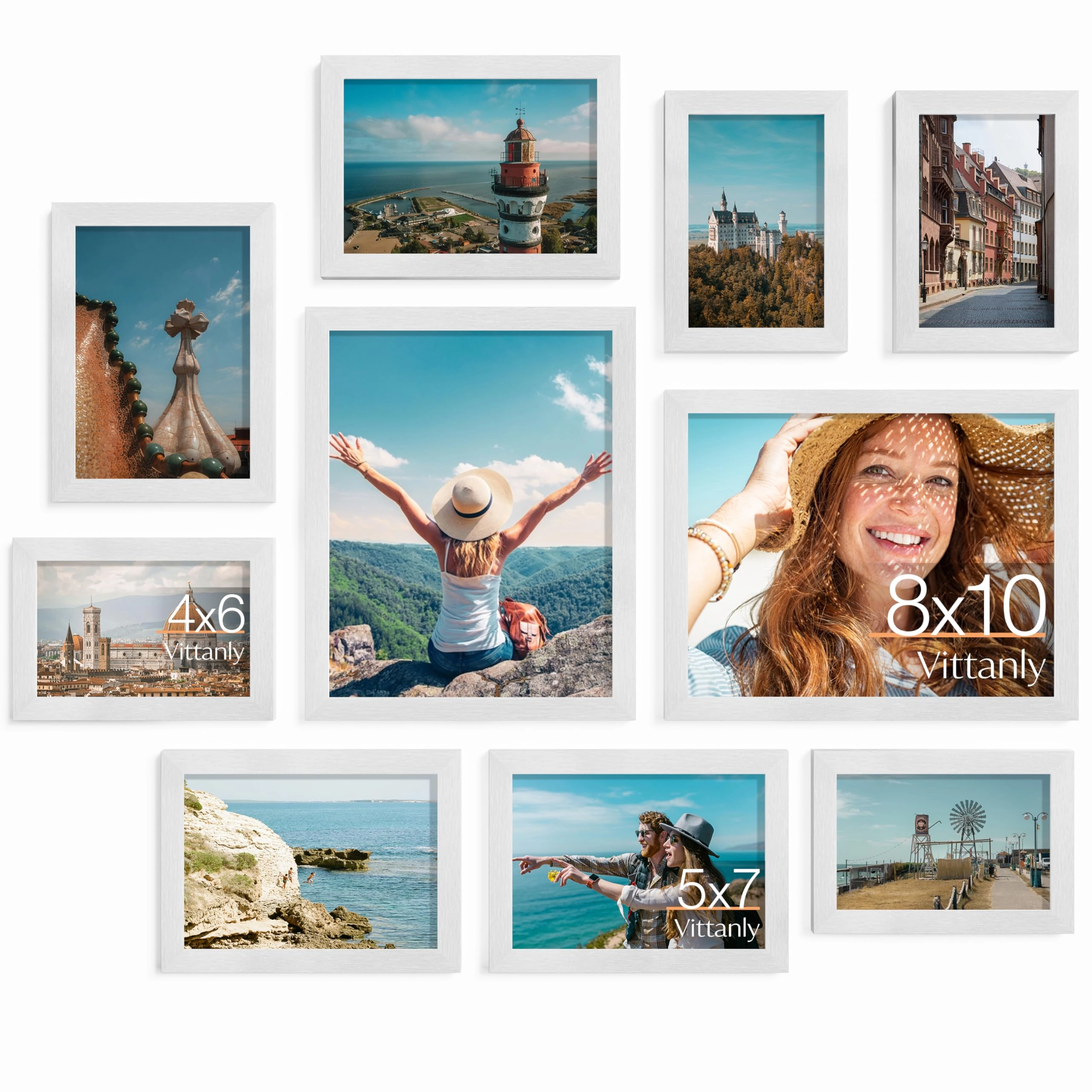 Picture Frames Set - 10 Pack Rustic Grey