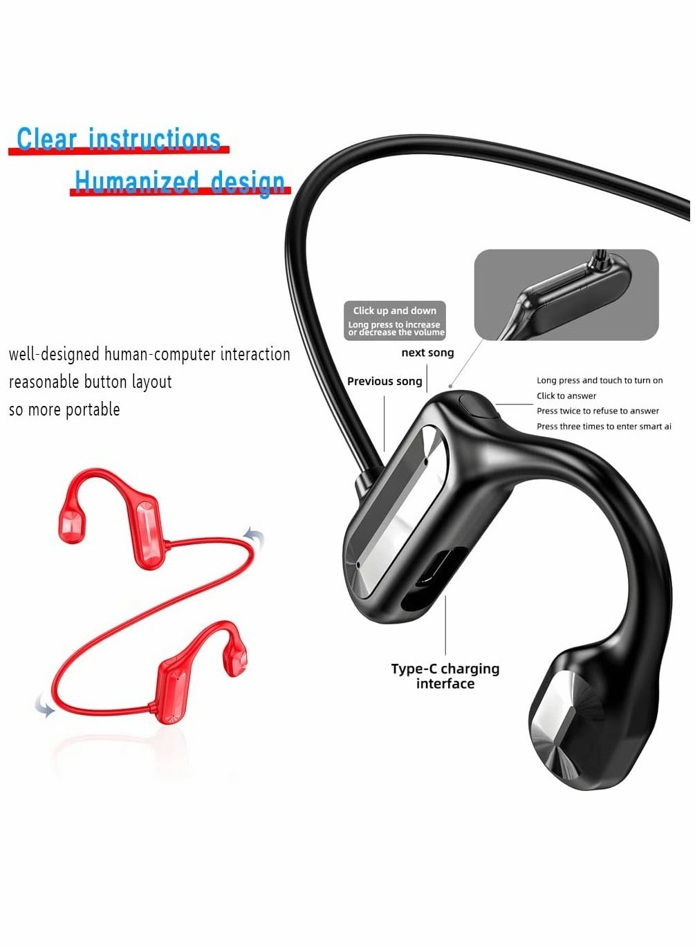 Open Ear Clip Headphones Wireless Headphone