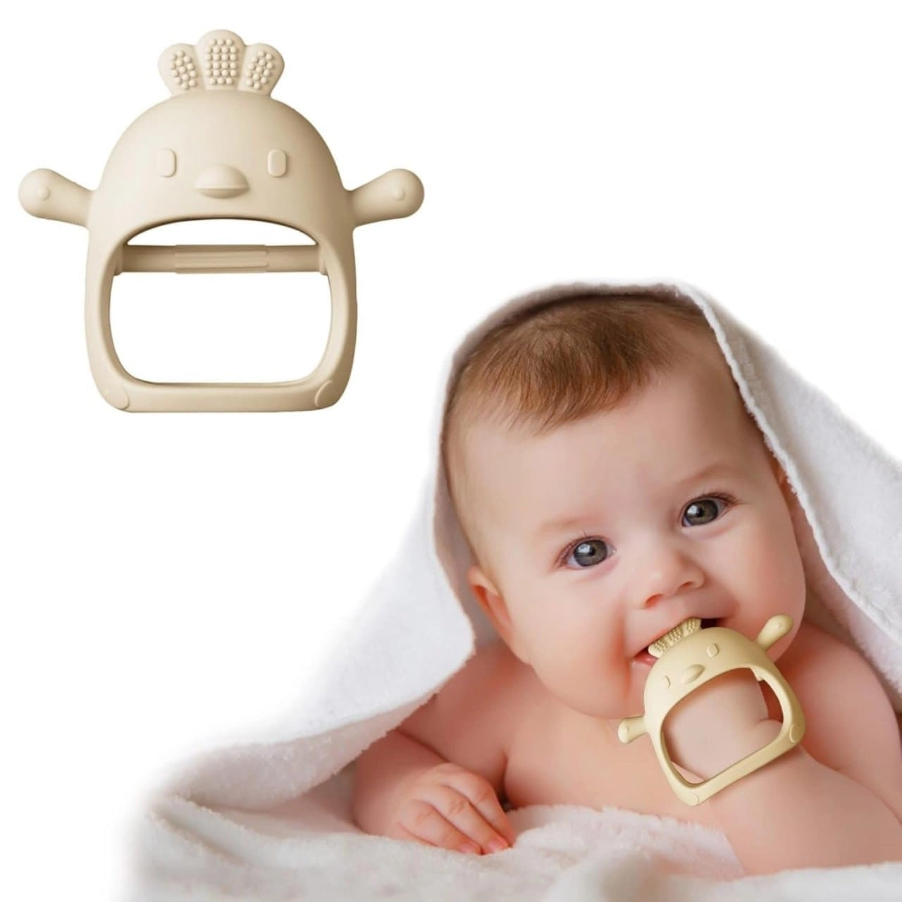 2 in 1 Teether - Beech Wood, Silicone