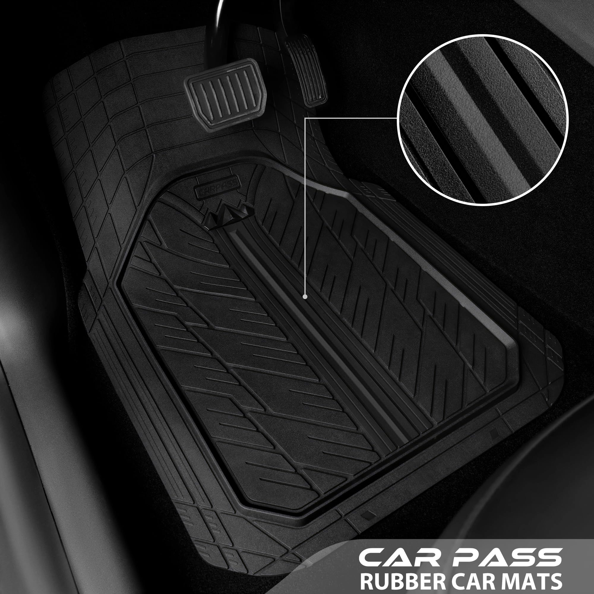 Rubber Floor Mats - All Weather Trim-to-Fit 3-Piece