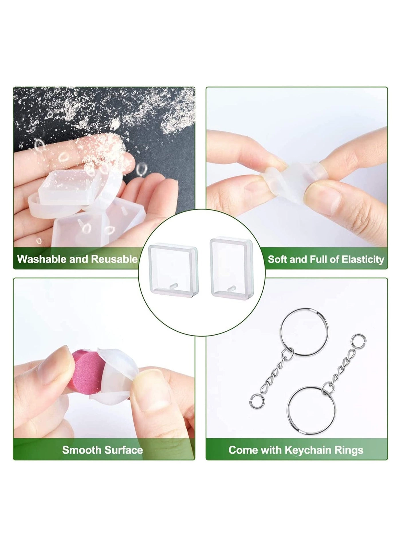 Silicone Resin Molds - 20 Pcs with Keychain Rings