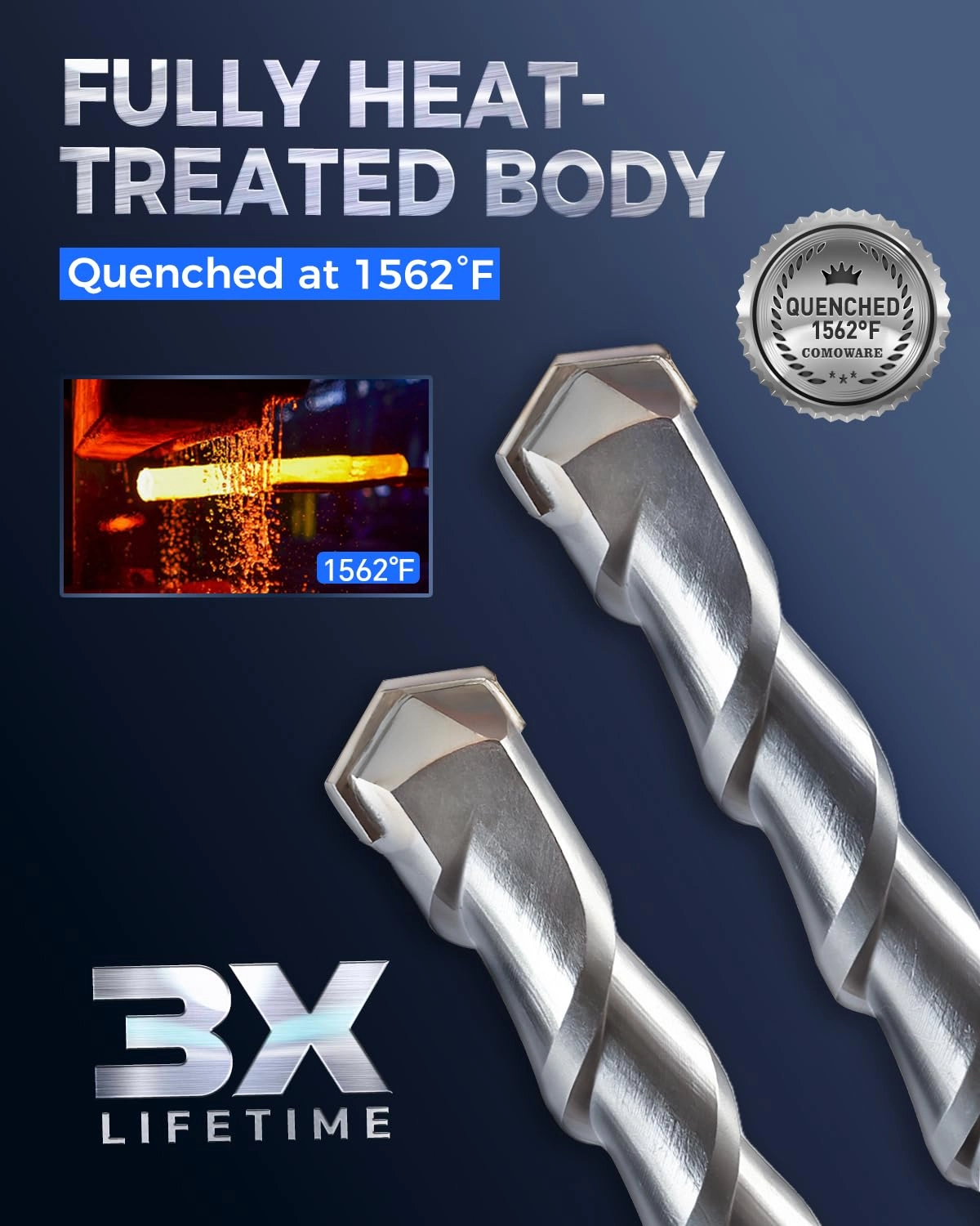 Rotary Hammer Drill Bits Set - YG8C Carbide 17pcs 5.5 mm, 6 mm, 6.5 mm, 7 mm, 8 mm, 10 mm, 12 mm, 14 mm, 16 mm