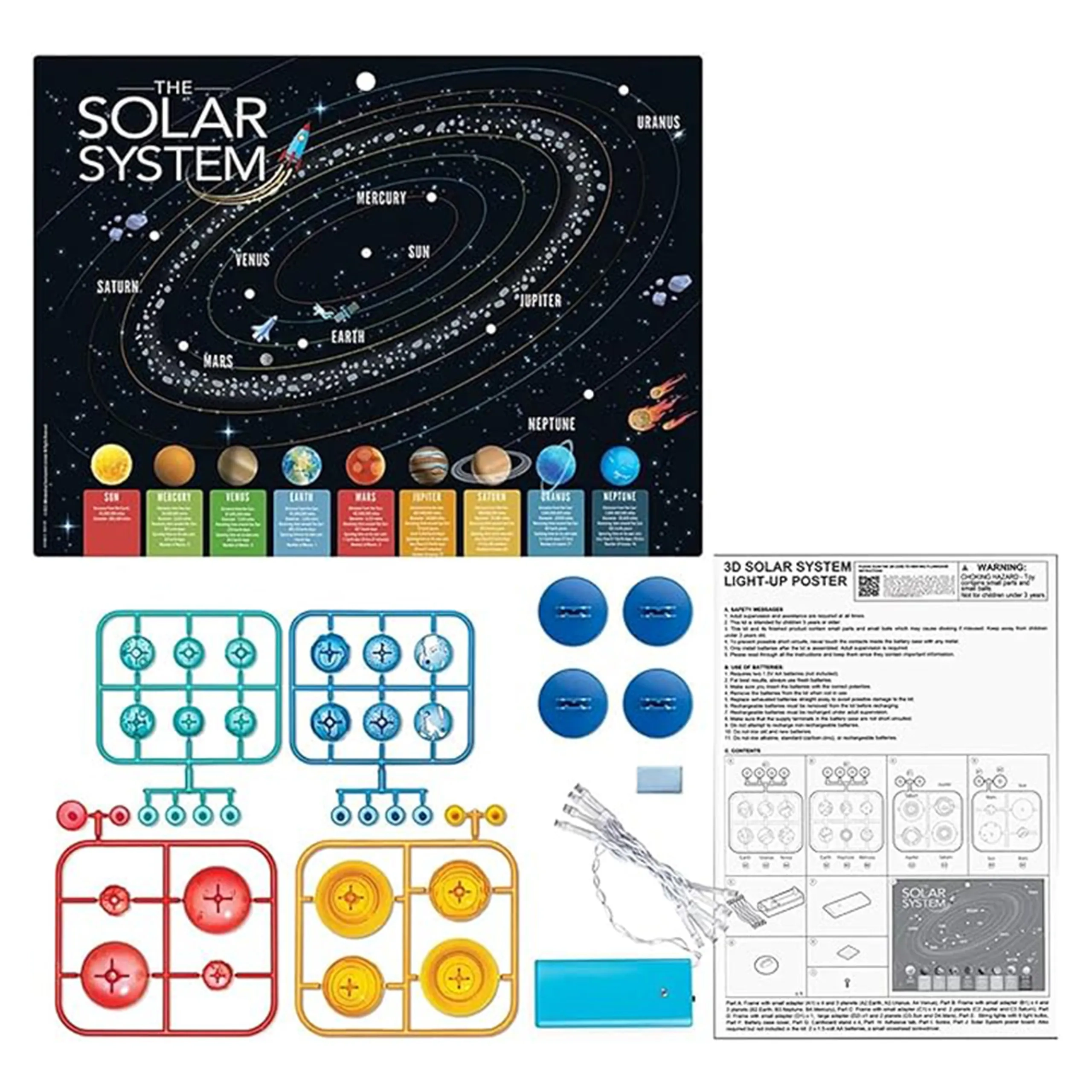 3D Solar System Light-Up Poster Kit - Astronomy Planetary Science 8 years+