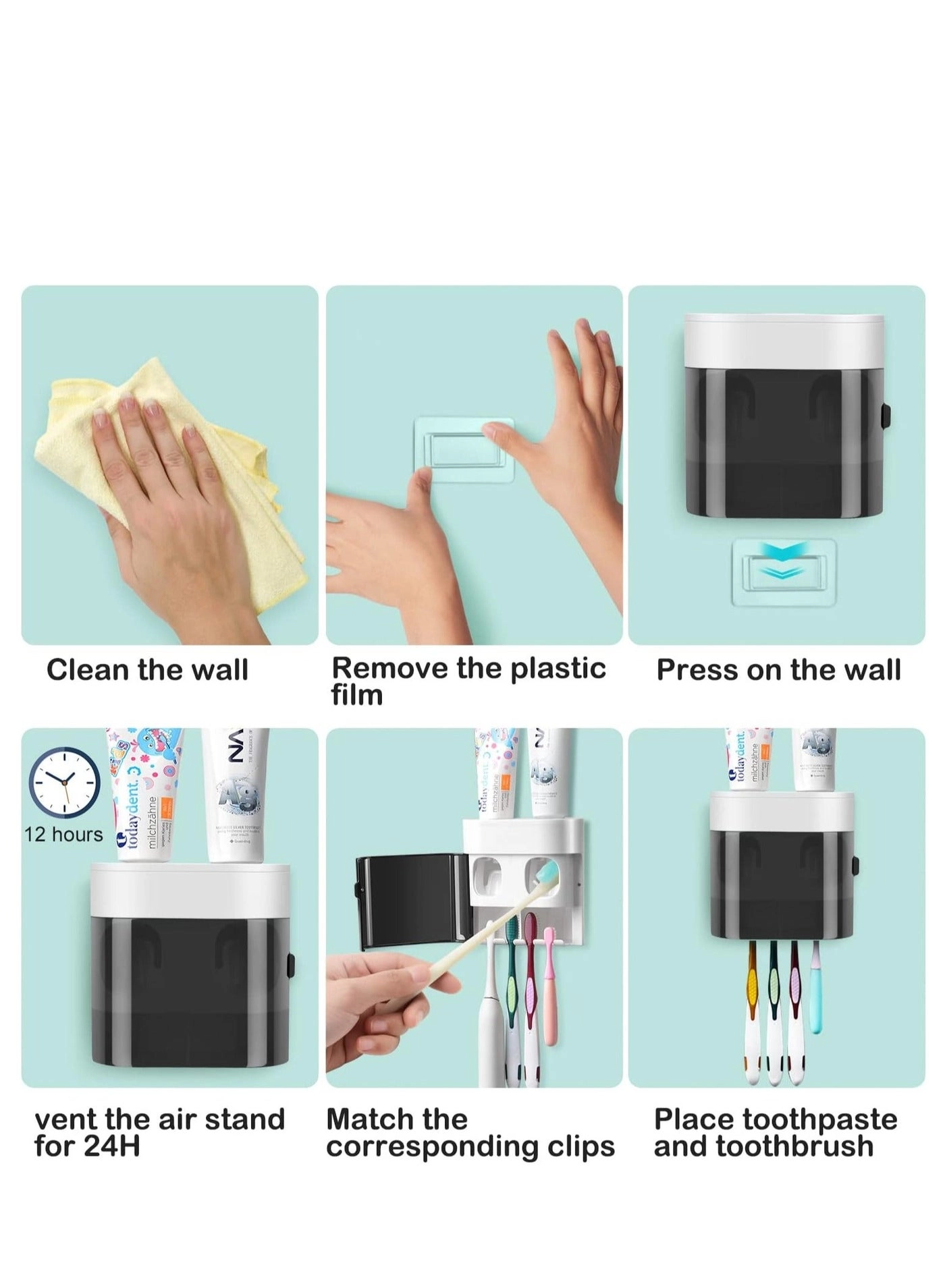 Toothbrush Holder - Wall mounted 4 toothbrush slots