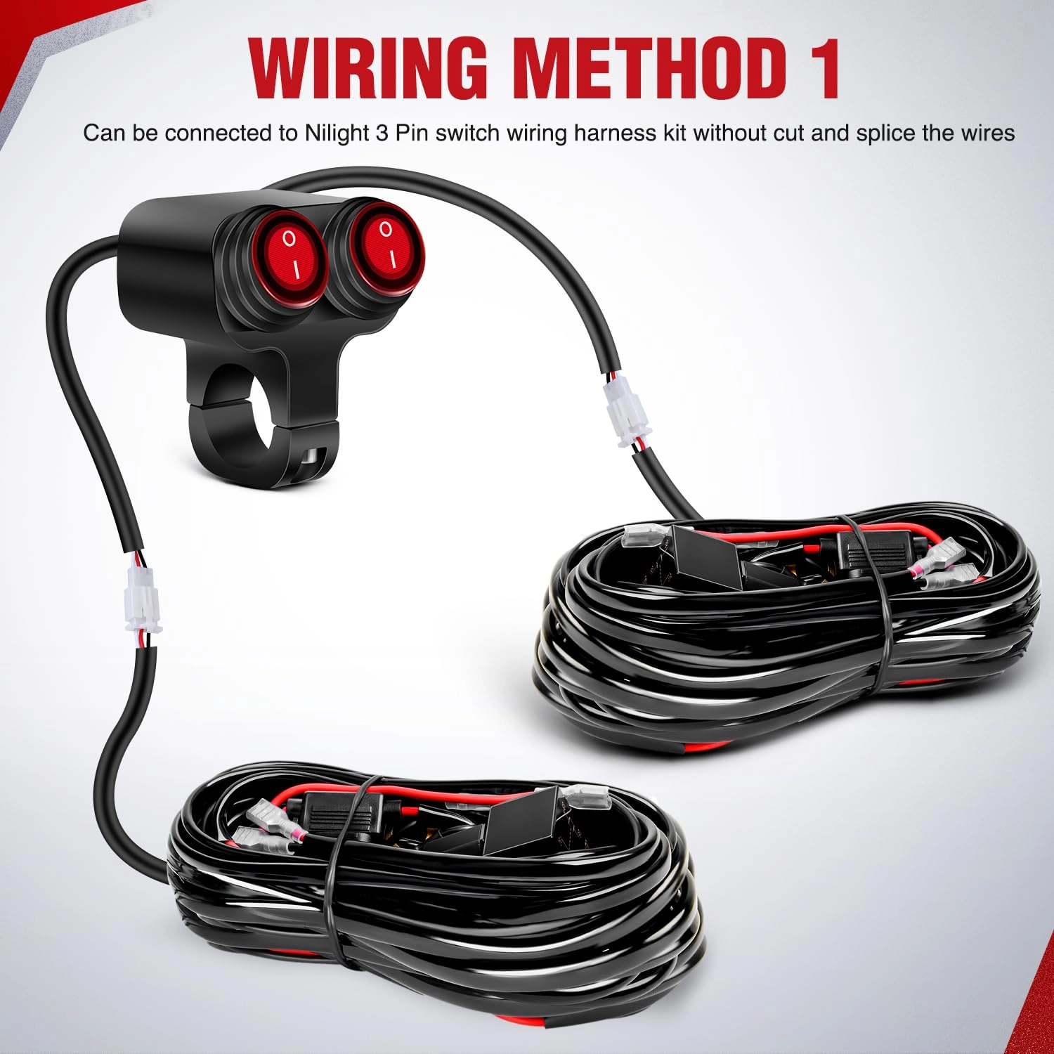 Motorcycle Handlebar Switch - 12V Dual Push Button Waterproof