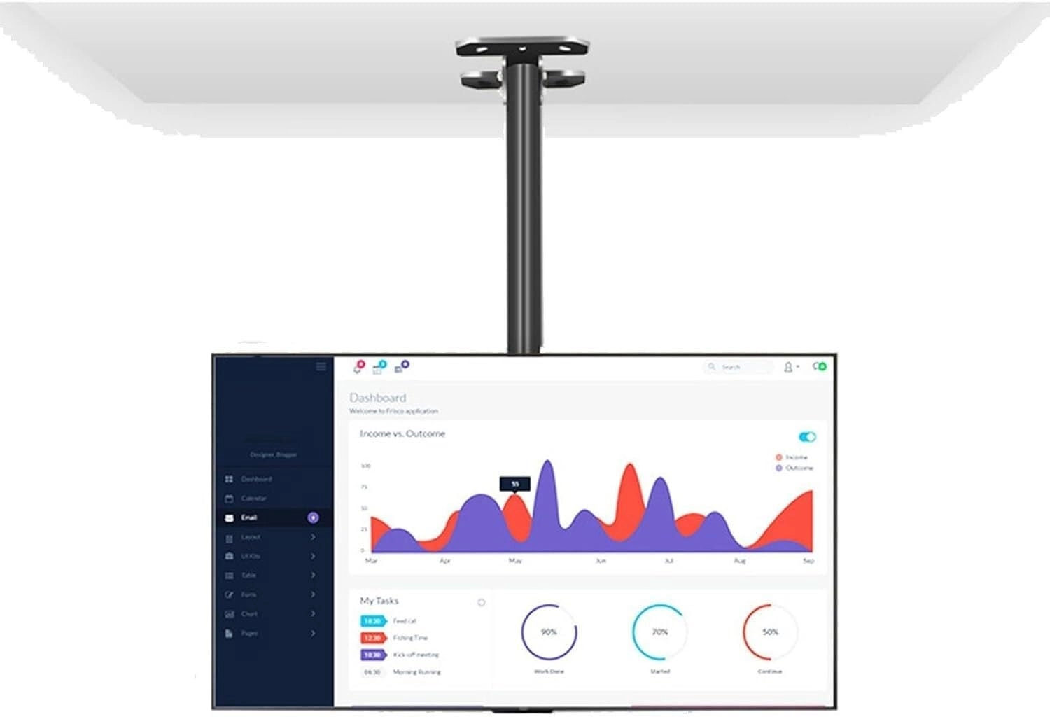 TV Ceiling Mount - 80kg 37-85 inch