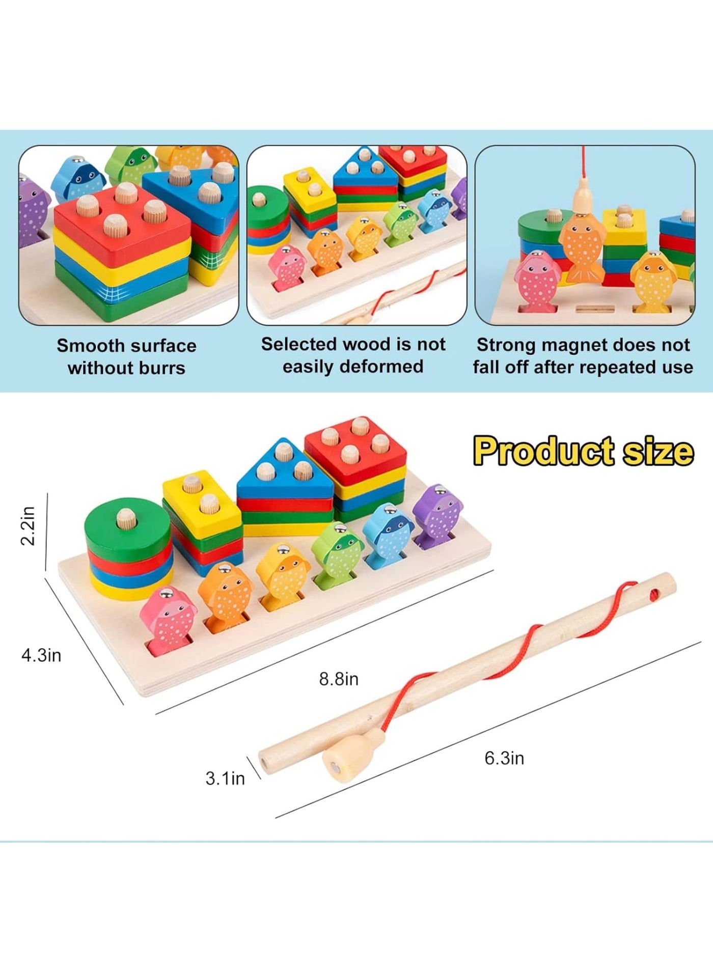 Rainbow Stacker - Wooden Shape Sorting Toddler Learning