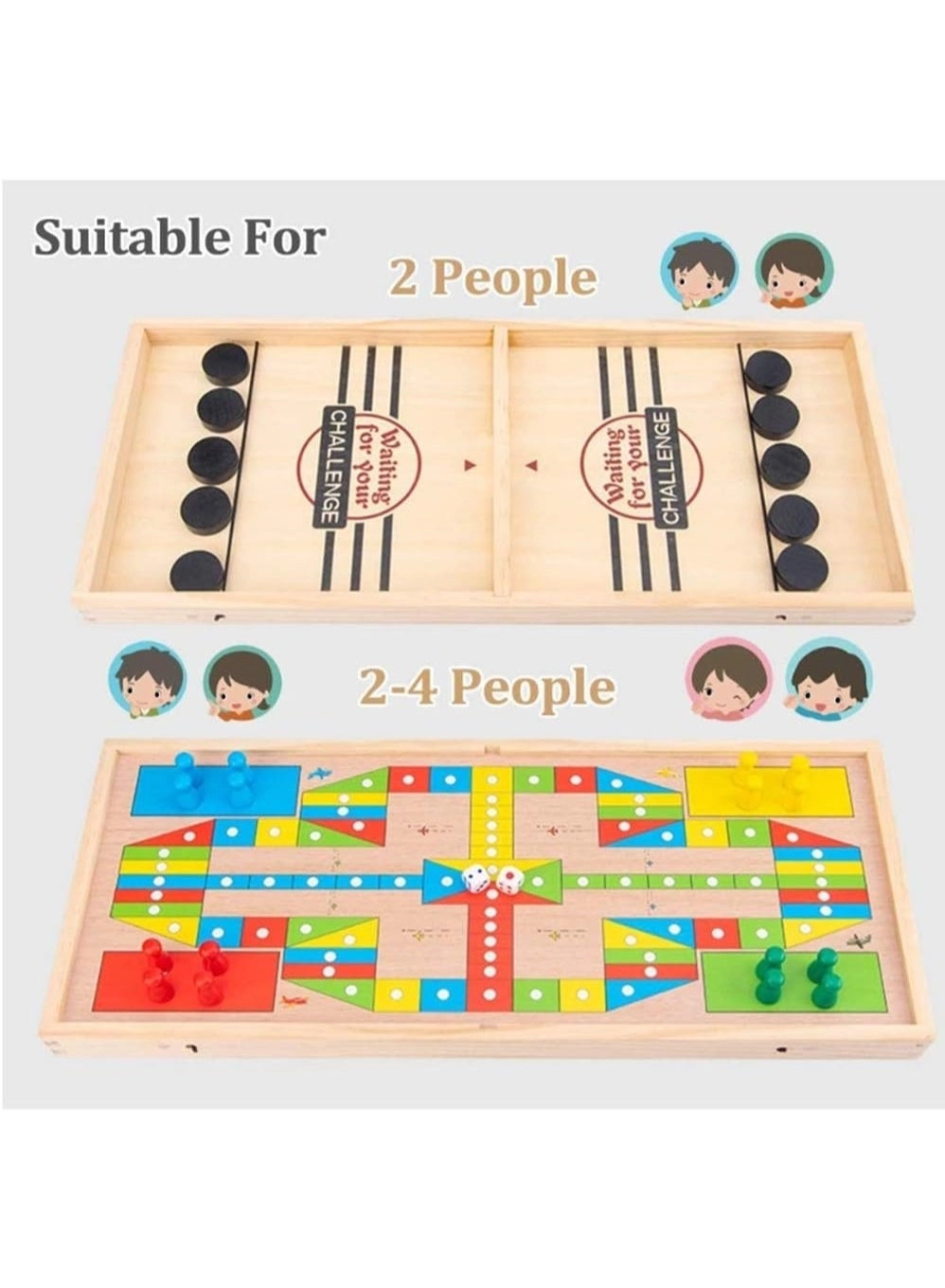 Sling Puck - Wooden + Flying Chess