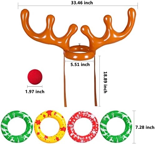 Inflatable Reindeer Antler Toss Game - ages 3 and up 12 Rings