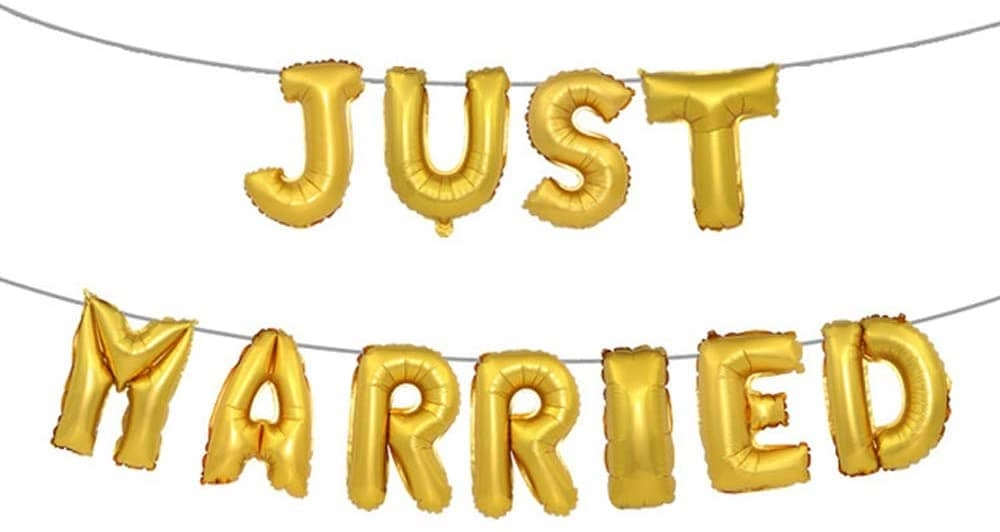 Party Time Trading LLC JUST MARRIED Letter Banner - 16inch Gold Foil
