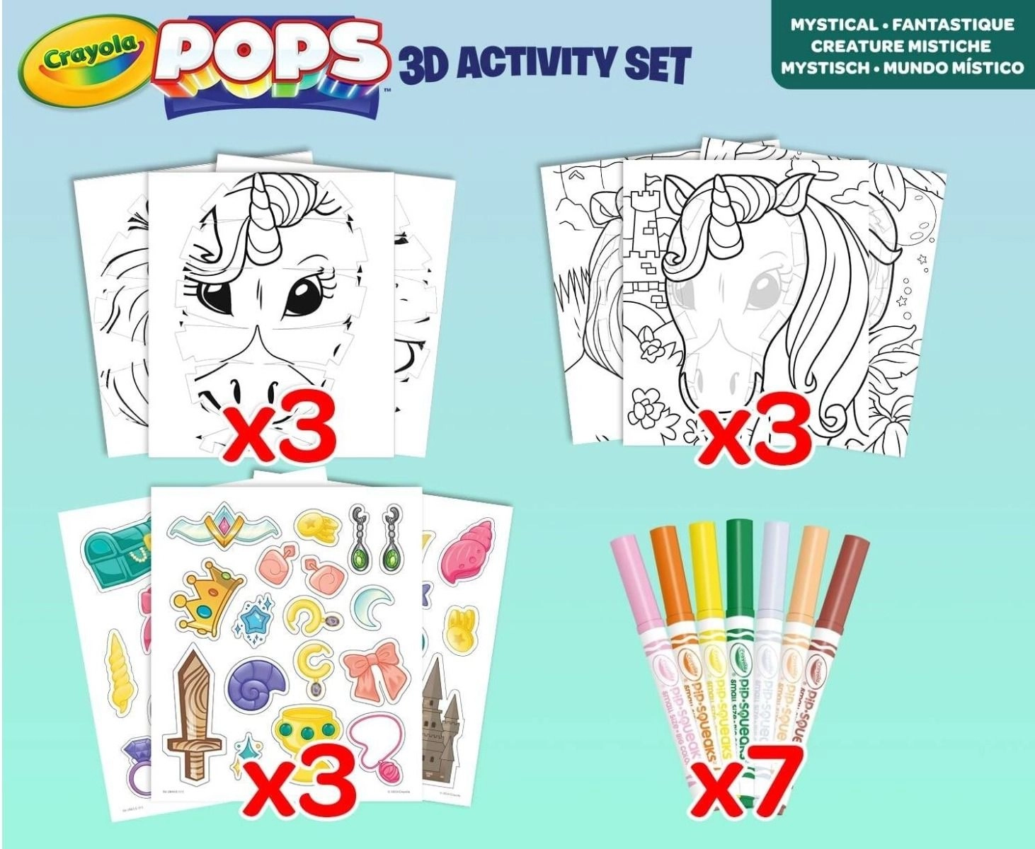 Pops 3D Dinos - 7 washable markers