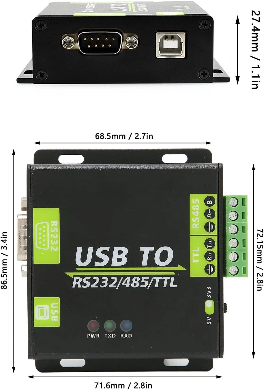 USB To RS232/485/TTL Isolation Converter - FT232RL Fast Communication