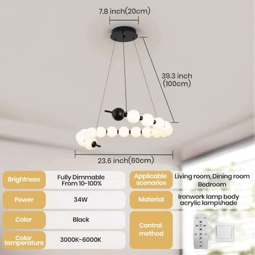 Curved Linear Chandelier - 100cm adjustable