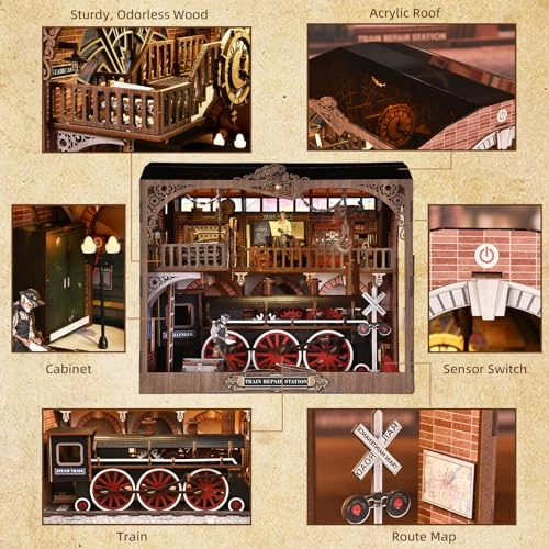 Book Nook - Train Repair Station Wood