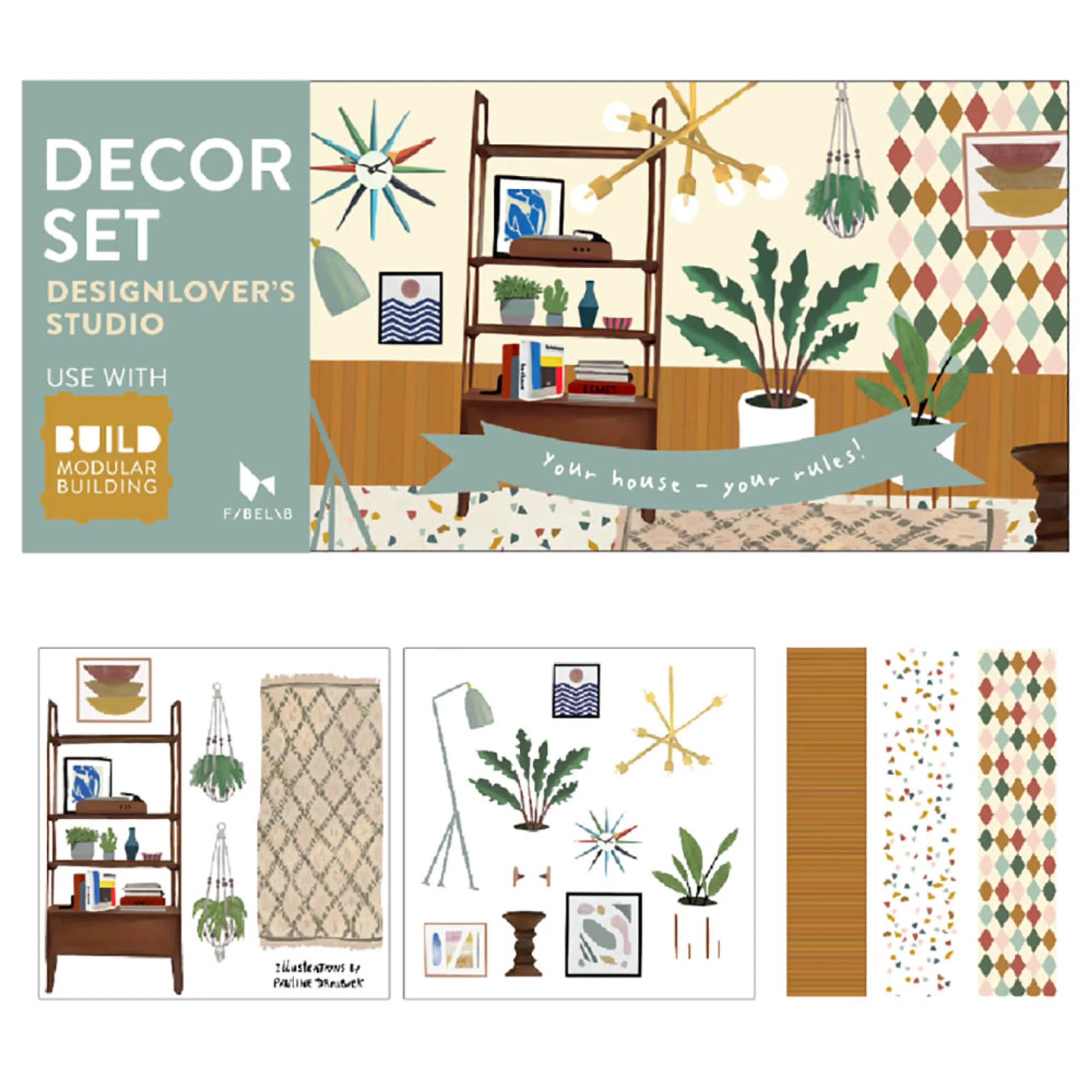 Fabelab Decor Set Designlover's Studio - 3 tape rolls (5.5cm x 10m) 2 sticker sheets (16 x 16cm)