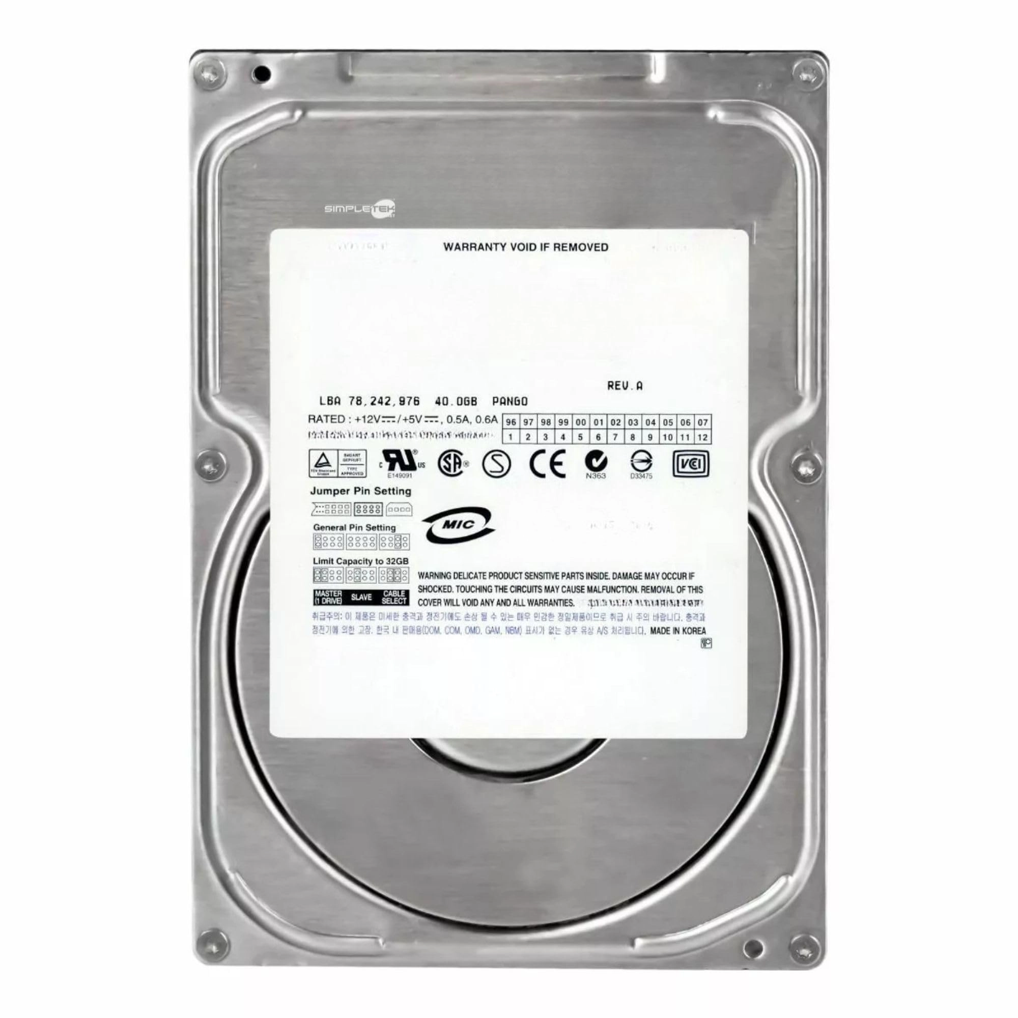 SIMPLETEK 3.5" 7200rpm ATA133 (SIM - ART - 7707) - 40GB