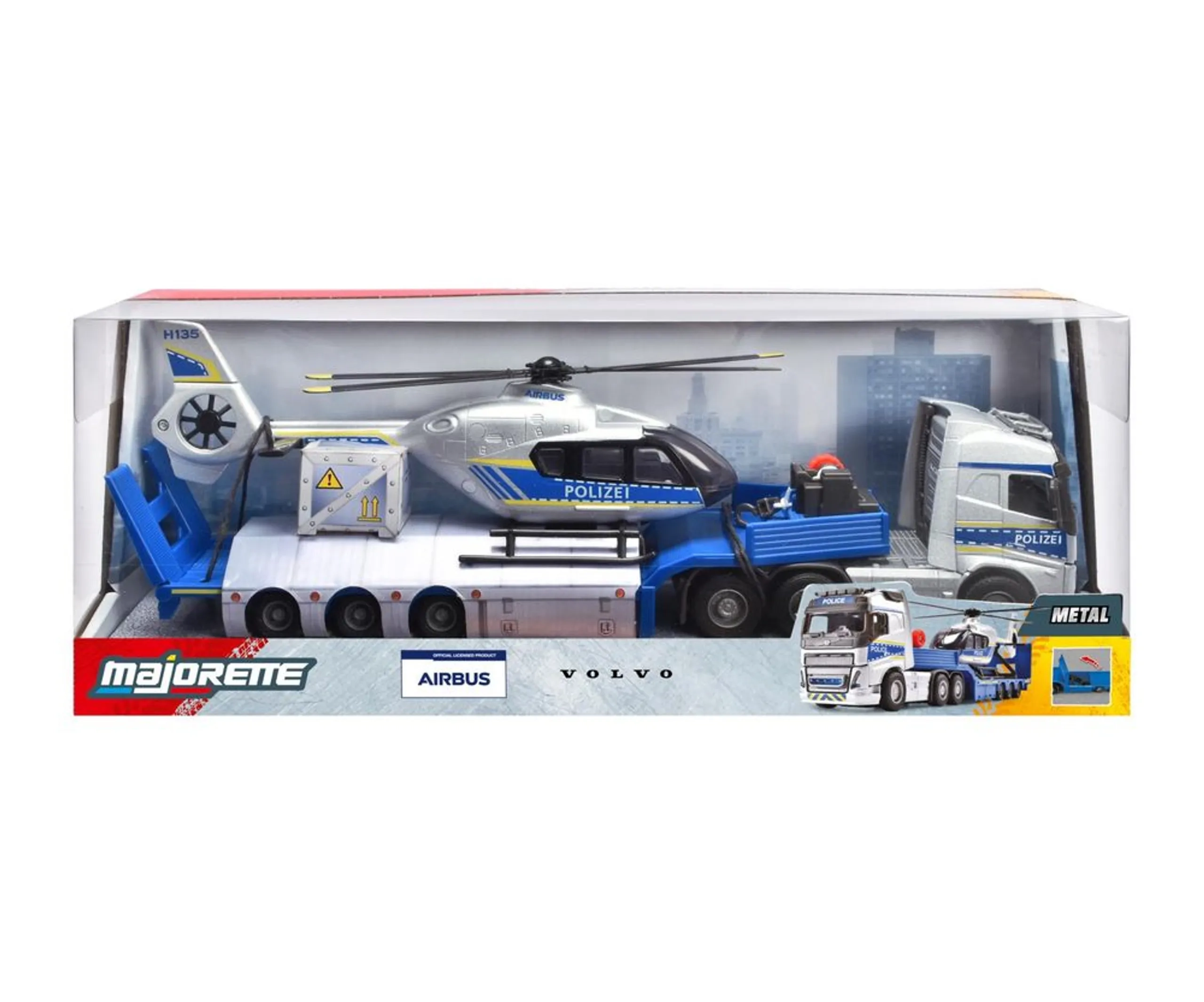 Volvo FH16 Truck - 35 cm + Airbus H135 Police Helicopter - 25.5 cm